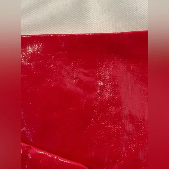 J.CREW Collection Red Laminated Linen Wrap Midi Skirt Size 16 Glossy High Rise - Picture 10 of 15